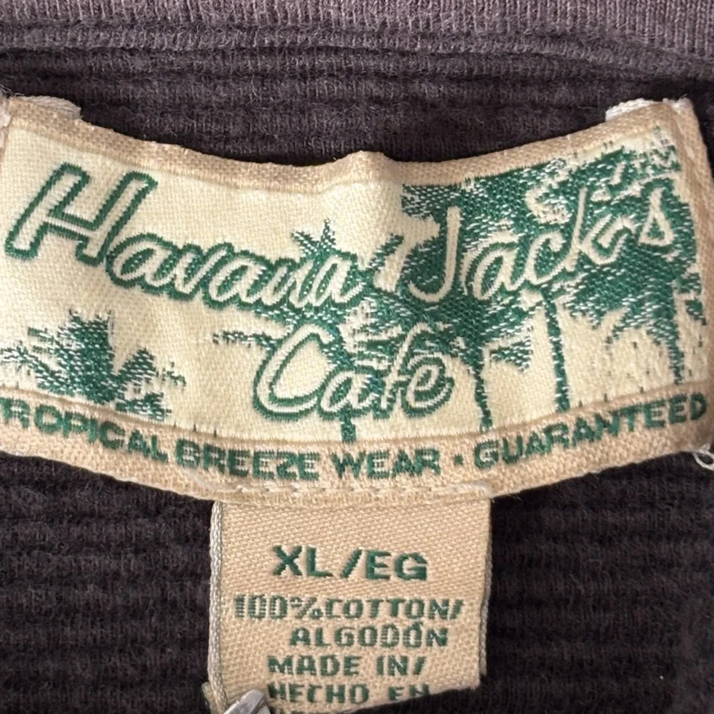 Vintage Havana Jack’s Cafe Waffle Knit Polo Shirt XL 100% Cotton Surf Casual Y2K